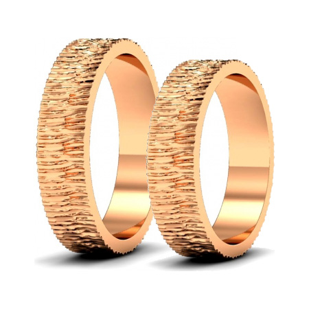 Парные обручальные кольца из красного золота