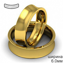 Массивное вогнутое обручальное кольцо мужское из желтого золота