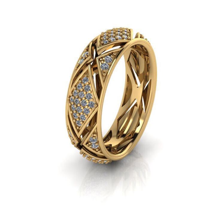 Кольцо обручальное с бриллиантами, красное золото