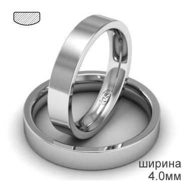 Обручальное плоское кольцо из белого золота