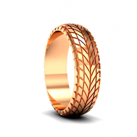 Женское обручальное кольцо рисунок протектора из красного золота