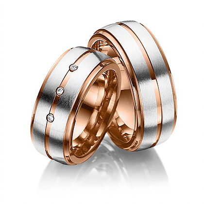 Парные обручальные кольца из комбинированного золота