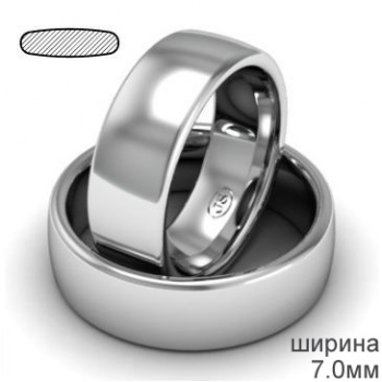 Массивное палладиевое обручальное кольцо 7 мм