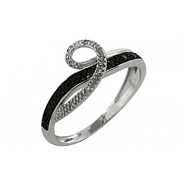Кольцо с чёрным и белым бриллиантами