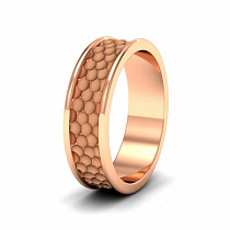Обручальное мужское кольцо медовые соты из красного золота